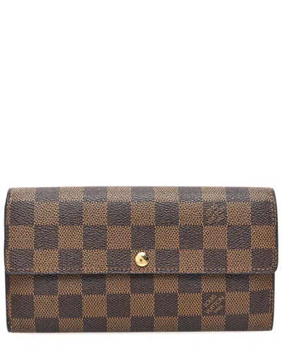 Pre-owned Louis Vuitton Brown Damier Ebene Coated Canvas Sarah Wallet (authentic Pre-loved)