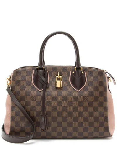 Pre-owned Louis Vuitton Brown Damier Ebene Cuir Taurillon Normandy (authentic Pre-loved)