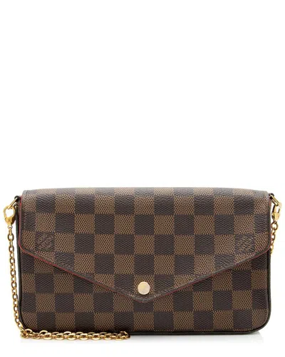 Pre-owned Louis Vuitton Brown Damier Ebene Felicie Pochette (authentic Pre-loved)