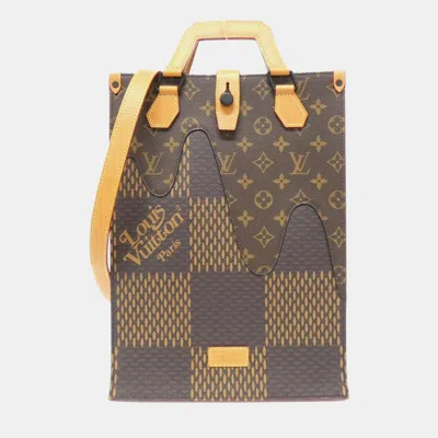 Pre-owned Louis Vuitton Brown Damier Ebene Giant Canvas Mini Tote Bag