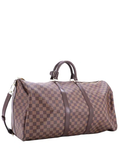 Pre-owned Louis Vuitton Brown Damier Ebene Keepall Bandouliere 55 (authentic Pre-loved)