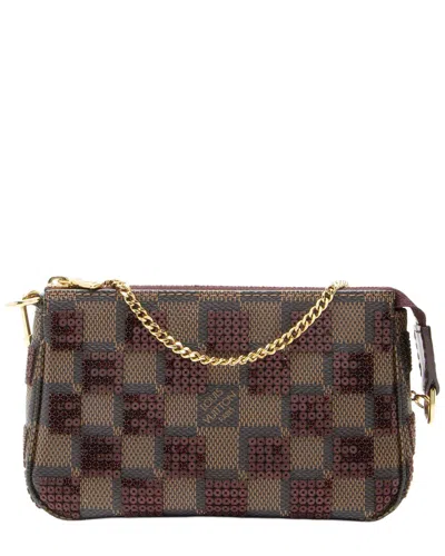 Pre-owned Louis Vuitton Brown Damier Ebene Limited Edition Paillettes Mini Accessoires  Pochette (authentic Pr