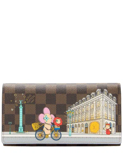 Pre-owned Louis Vuitton Brown Damier Ebene Limited Edition Vivienne Paris Sarah Wallet  (authentic Pre-loved)