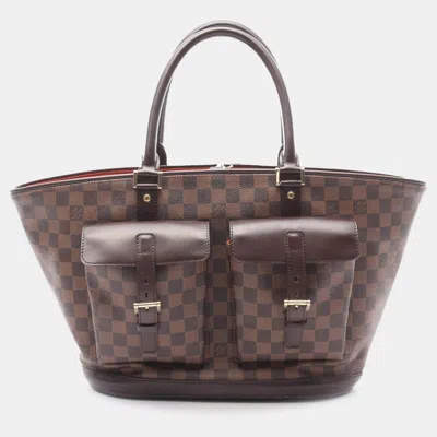 Pre-owned Louis Vuitton Brown Damier Ebene Manosque Gm Tote