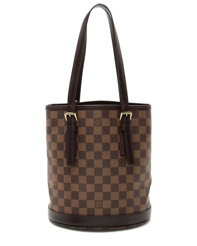 Pre-owned Louis Vuitton Brown Damier Ebene Marais Bucket (authentic Pre-loved)