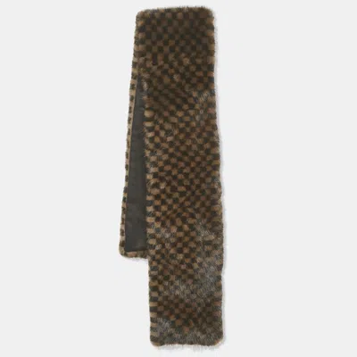 Pre-owned Louis Vuitton Brown Damier Ebene Mink Fur Neck Collar