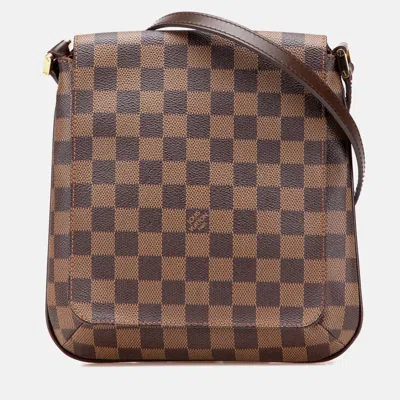 Pre-owned Louis Vuitton Brown Damier Ebene Musette Salsa Long Strap