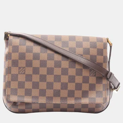 Pre-owned Louis Vuitton Brown Damier Ebene Musette Tango Long Strap