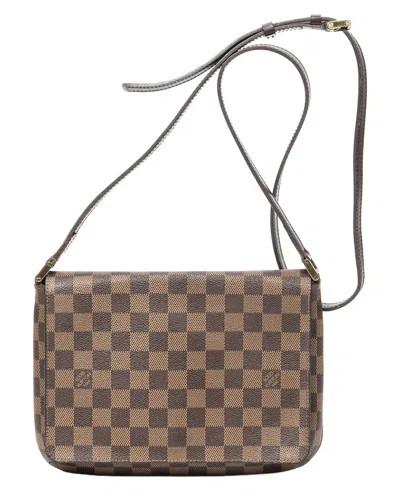 Pre-owned Louis Vuitton Brown Damier Ebene Musette Tango Long Strap (authentic Pre-  Loved)