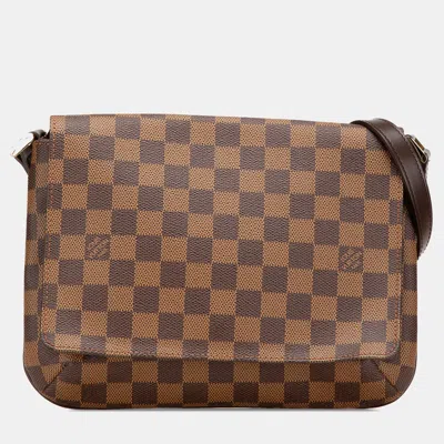 Pre-owned Louis Vuitton Brown Damier Ebene Musette Tango Short Strap