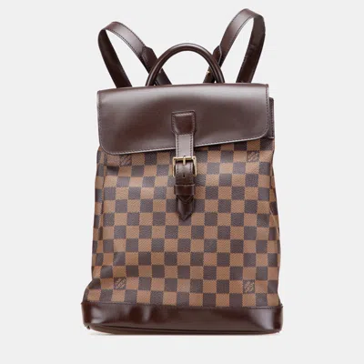 Pre-owned Louis Vuitton Brown Damier Ebene Soho Backpack