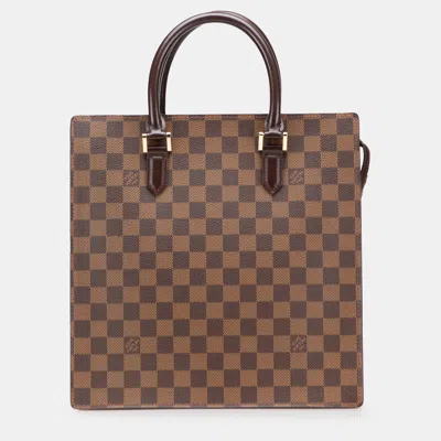 Pre-owned Louis Vuitton Brown Damier Ebene Venice Sac Plat Tote