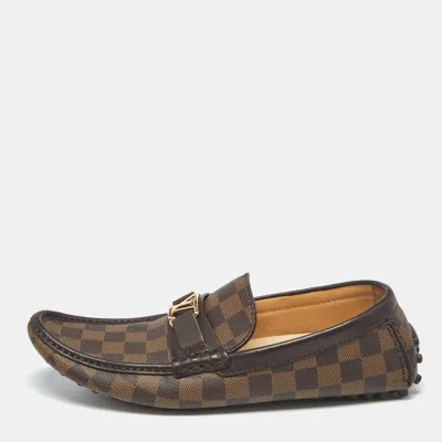 Pre-owned Louis Vuitton Brown Demier Canvas And Leather Hockenheim Loafers Size 42