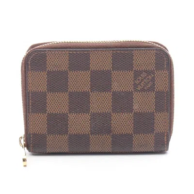 Pre-owned Louis Vuitton Brown Ebene Coated Canvas Damier Canvas Middle Wallet (bi-fold) ()