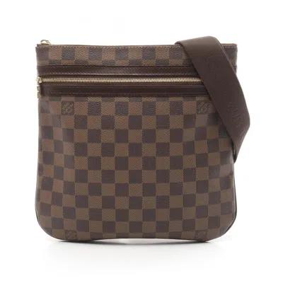 Pre-owned Louis Vuitton Brown Ebene Coated Canvas Leather Pochette Shoulder Bag ()