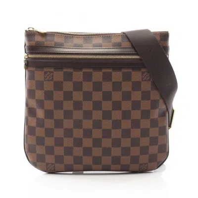 Pre-owned Louis Vuitton Brown Ebene Coated Canvas Leather Pochette Shoulder Bag ()