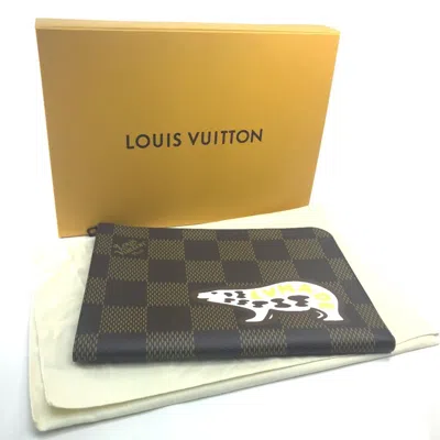 Pre-owned Louis Vuitton Brown Ebene Damier Canvas Clutch Bag Pochette () In Brown, Ebene