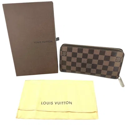 Pre-owned Louis Vuitton Brown Ebene Damier Canvas Long Wallet (bi-fold) ()