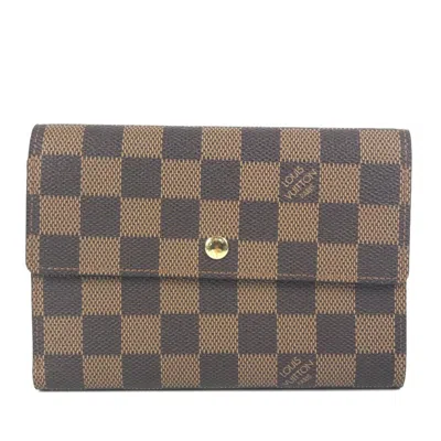 Pre-owned Louis Vuitton Brown Ebene Damier Canvas Long Wallet (tri-fold) ()