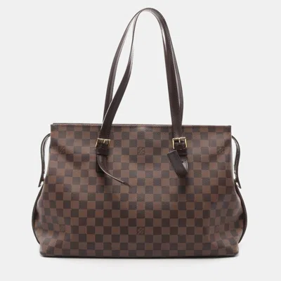 Pre-owned Louis Vuitton Brown Ebene Damier Chelsea Shoulder Tote Bag