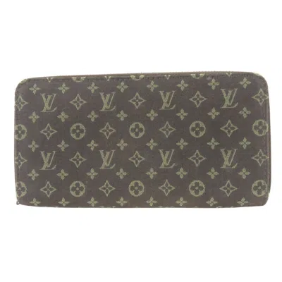 Pre-owned Louis Vuitton Brown Ebene Monogram Mini Lin Long Wallet (bi-fold) () In Brown, Ebene