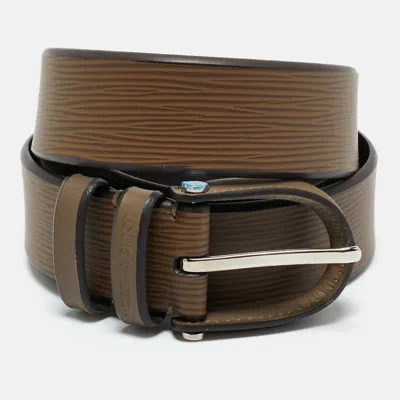 Pre-owned Louis Vuitton Brown Epi Leather Buckle Belt 95cm