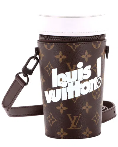 Pre-owned Louis Vuitton Brown Everyday Signature Monogram Canvas Coffee Cup Convertible  Pouch (authentic Pre-