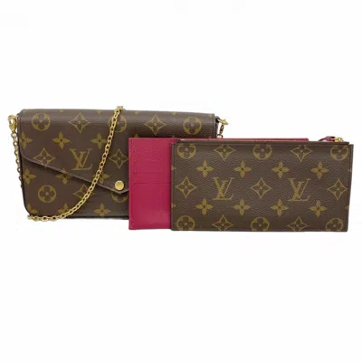 Pre-owned Louis Vuitton Brown Fuchsia Chain/shoulder Wallet () In Multi