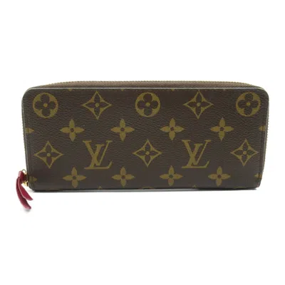 Pre-owned Louis Vuitton Brown Fuchsia Coated Canvas Long Wallet (bi-fold) () In Multi