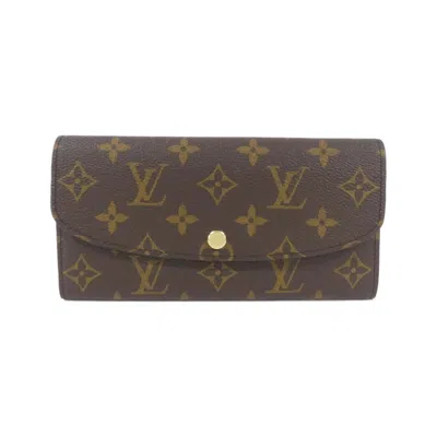 Pre-owned Louis Vuitton Brown Fuchsia Coated Canvas Long Wallet (tri-fold) () In Multi
