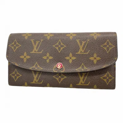 Pre-owned Louis Vuitton Brown Fuchsia Long Wallet (bi-fold) () In Multi