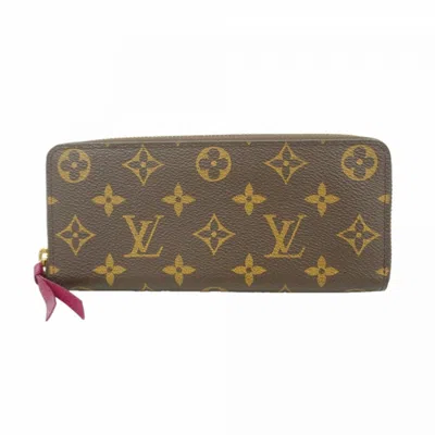 Pre-owned Louis Vuitton Brown Fuchsia Long Wallet (bi-fold) () In Multi