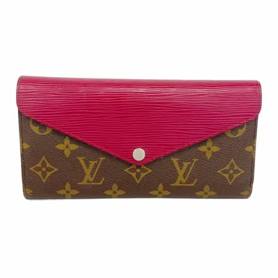 Pre-owned Louis Vuitton Brown Fuchsia Long Wallet (tri-fold) () In Multi