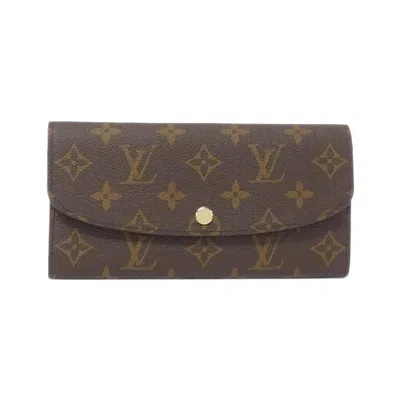 Pre-owned Louis Vuitton Brown Fuchsia Marron Coated Canvas Long Wallet (bi-fold) () In Multi