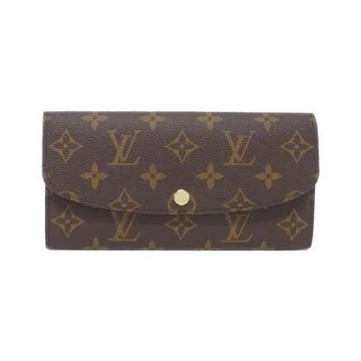 Pre-owned Louis Vuitton Brown Fuchsia Marron Coated Canvas Long Wallet (bi-fold) () In Multi