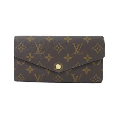 Pre-owned Louis Vuitton Brown Fuchsia Marron Coated Canvas Long Wallet (bi-fold) () In Multi