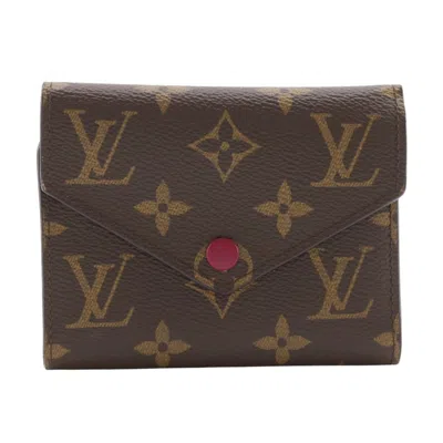 Pre-owned Louis Vuitton Brown Fuchsia Monogram Canvas Wallet (tri-fold) () In Multi
