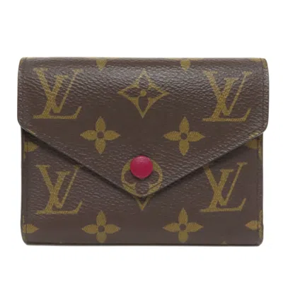 Pre-owned Louis Vuitton Brown Fuchsia Monogram Monogram Canvas Wallet (bi-fold) () In Brown, Fuchsia, Monogram