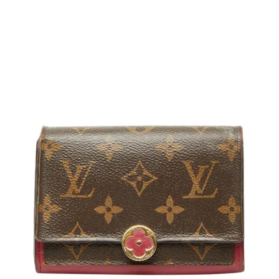Pre-owned Louis Vuitton Brown Fuchsia Monogram Monogram Wallet (bi-fold) () In Multi