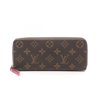 Pre-owned Louis Vuitton Brown Fuchsia Monogram Pink Coated Canvas Leather Long Wallet (bi-fold) ()