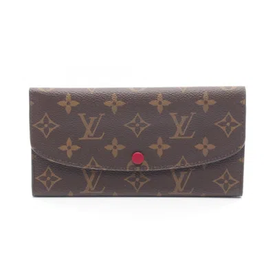 Pre-owned Louis Vuitton Brown Fuchsia Monogram Pink Monogram Leather Long Wallet (bi-fold) ()