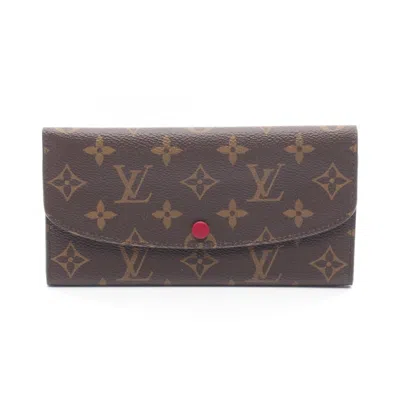 Pre-owned Louis Vuitton Brown Fuchsia Monogram Pink Monogram Leather Long Wallet (bi-fold) ()