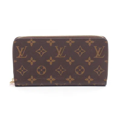 Pre-owned Louis Vuitton Brown Fuchsia Pink Coated Canvas Leather Long Wallet (bi-fold) () In Multi