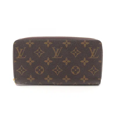 Pre-owned Louis Vuitton Brown Fuchsia Pink Coated Canvas Long Wallet (bi-fold) () In Multi