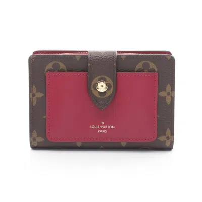 Pre-owned Louis Vuitton Brown Fuchsia Pink Pvc Coated Canvas Leather Wallet (bi-fold) () In Multi