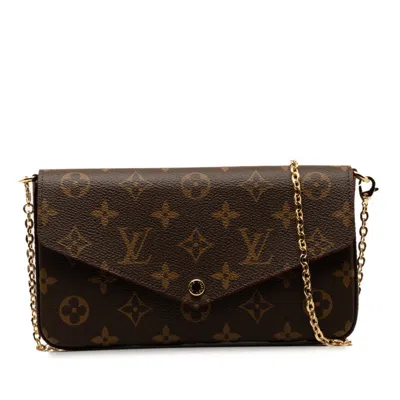 Pre-owned Louis Vuitton Brown Fuchsia Pvc Leather Pouch Shoulder Bag () In Brown, Fuchsia
