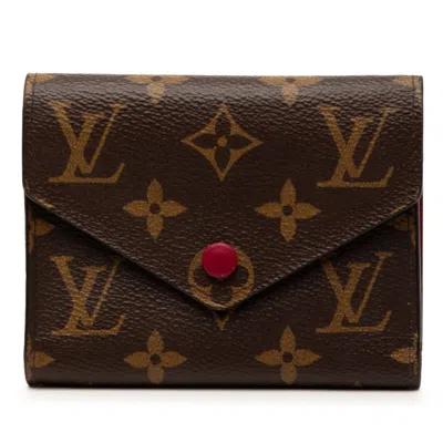 Pre-owned Louis Vuitton Brown Fuchsia Pvc Leather Wallet (tri-fold) () In Multi