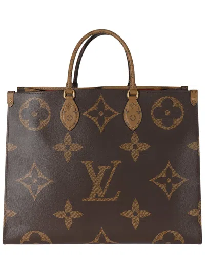 Pre-owned Louis Vuitton Brown Giant Monogram Reverse Onthego Gm (authentic Pre-loved)