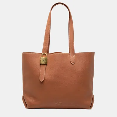 Pre-owned Louis Vuitton Brown Grained Calfskin Low Key Cabas Mm