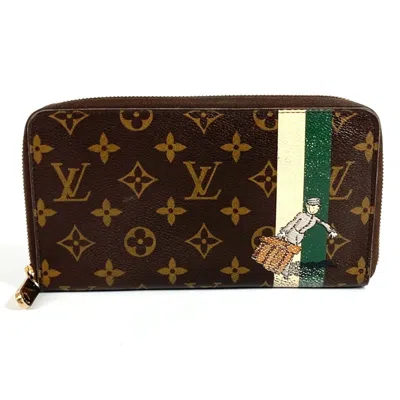 Pre-owned Louis Vuitton Brown Green Monogram Long Wallet (bi-fold) () In Multi